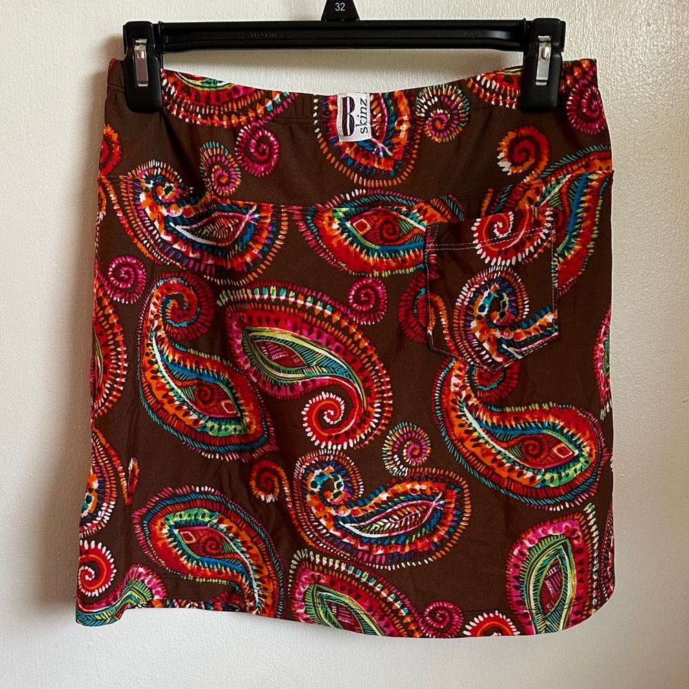 Paisley Brown Skort by Skinz (built-in shorts & pocket, plus back pocket)